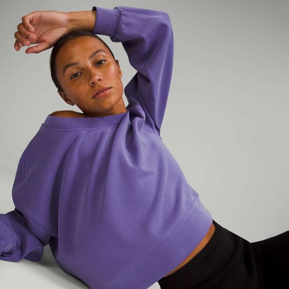 NWOT Lululemon Perfectly Oversized Cropped Crew *Softstreme - Charged Indigo - Picture 3 of 8